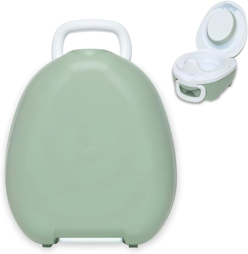 My Carry Potty – Green Pastel Travel Potty, Award-Winning Portable Toddler Toilet Seat for Kids to Take Everywhere