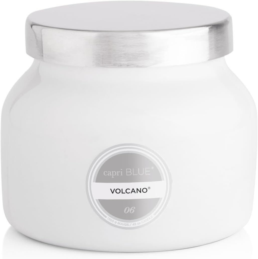 Capri Blue Volcano Scented Candles – Luxury Glass Jar Candles for Home Scented with Tropical Fruit & Sugared Citrus – Soy Wax Blend – Capri Blue Volcano – White Color (8 oz)