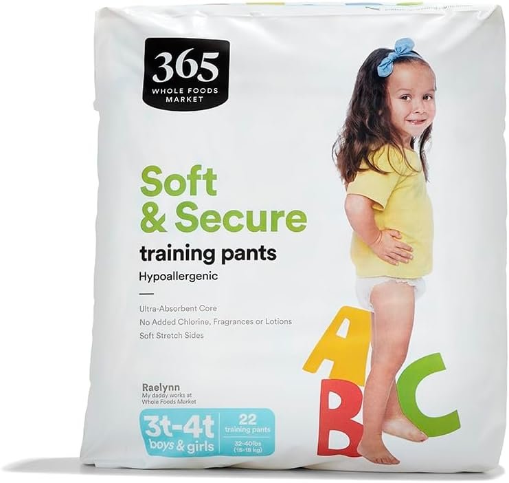 365 by Whole Foods Market, Soft & Secure 3T-4T Training Pants, Hypo-Allergenic, Ultra-Absorbent, 22 Count
