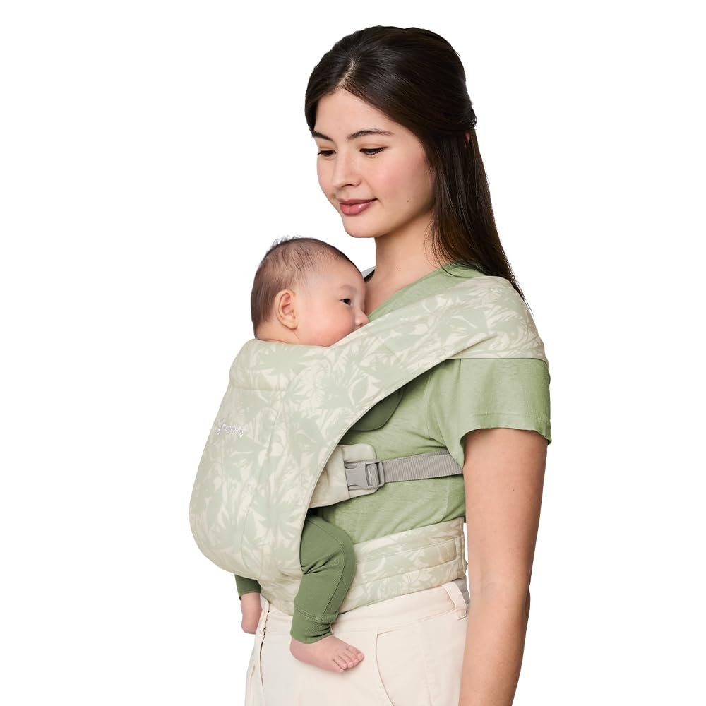Ergobaby Embrace Baby Carrier Newborn to Toddler – Lightweight Ergonomic Baby Carriers – Cozy Essentials (7-25 Pounds), Ponte Knit, Sage Meadows