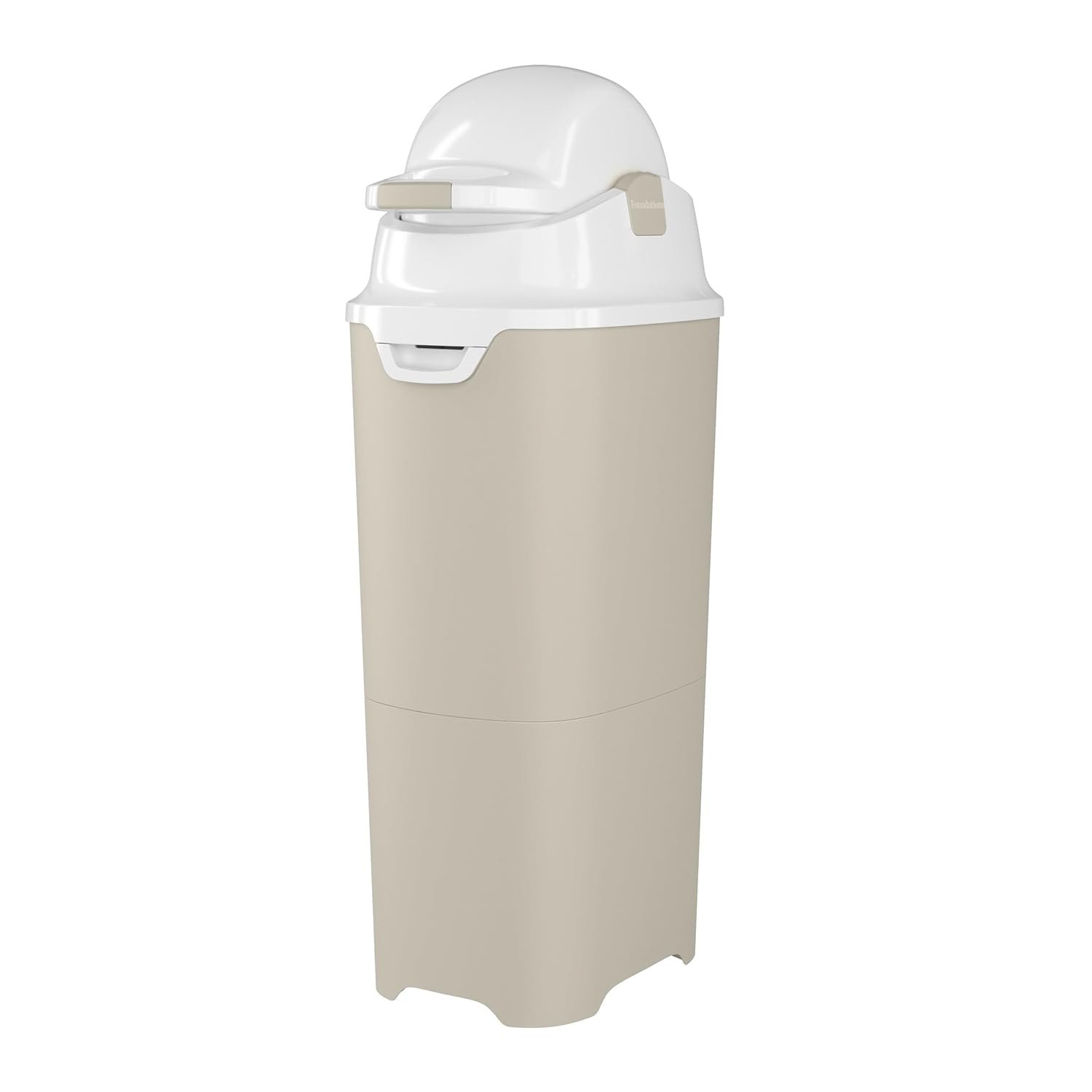 Foundations Tall Diaper Pail with Airtight Lid, Durable & Odorless Diaper Disposal, Large Capacity, Holds up to 60 Newborn Diapers, Refill with Any Bags, Sand