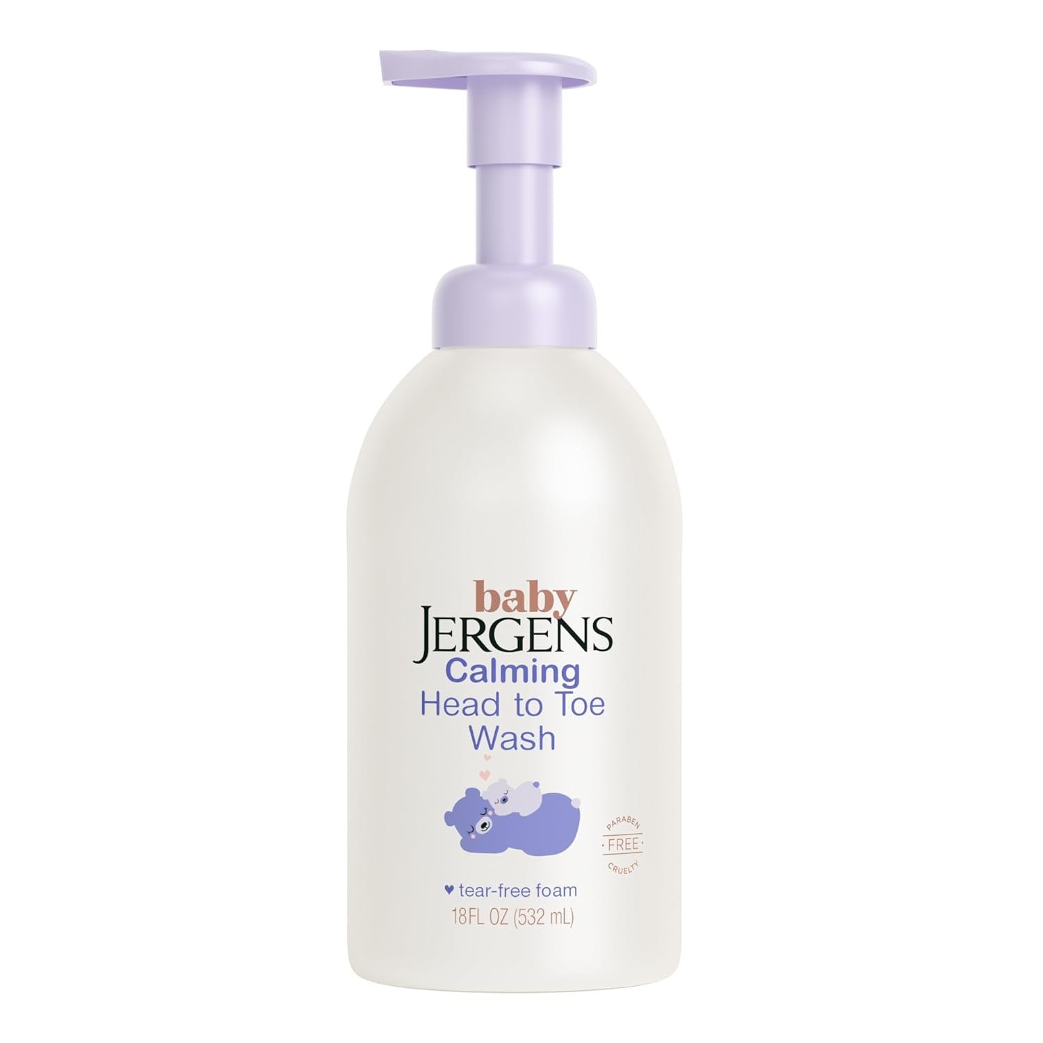 Jergens Baby Calming Head to Toe Foaming Wash, Baby Shampoo and Body Wash, Baby Shampoo Tear Free, Kids Foaming Body Wash, 18 Fl Oz