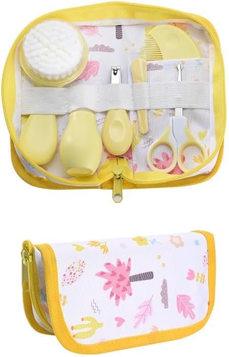 Baby Grooming Kit, Infant Safety Care Set with Hair Brush Comb Nail Clipper Nasal Aspirator,Baby Essentials Kit for Newborn Girls Boys (Yellow)
