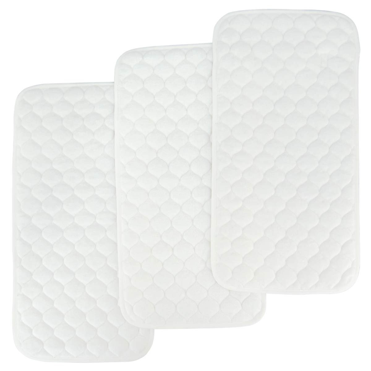 BlueSnail Quilted Thicker Waterproof Changing Pad Liners,3 Count(Snow White 13” x 27”)