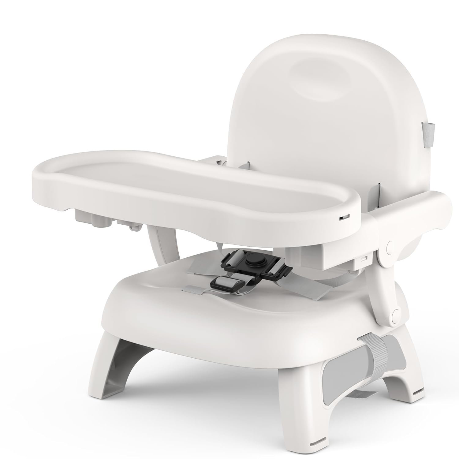 Premium Bella’s Friends 3-in-1 Toddler Booster Seat for Dining Table and Kitchen Chair with Adjustable Tray and Safety Straps, Foldable&Portable Baby Seat for Travel, Feeding, and Floor Use, Gray