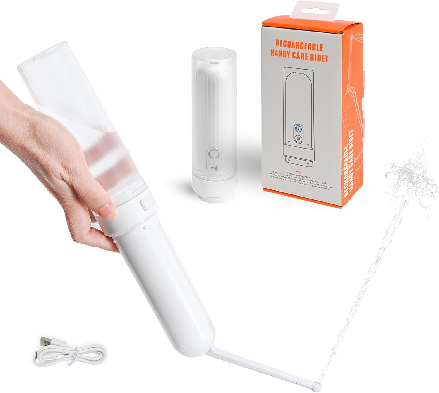 Travel Portable Bidet, USB-C Rechargeable Handheld Travel Bidet Sprayer with 3 Wash Modes for Personal Hygiene, Bed-Ridden & Postpartum Care, Camping Essential