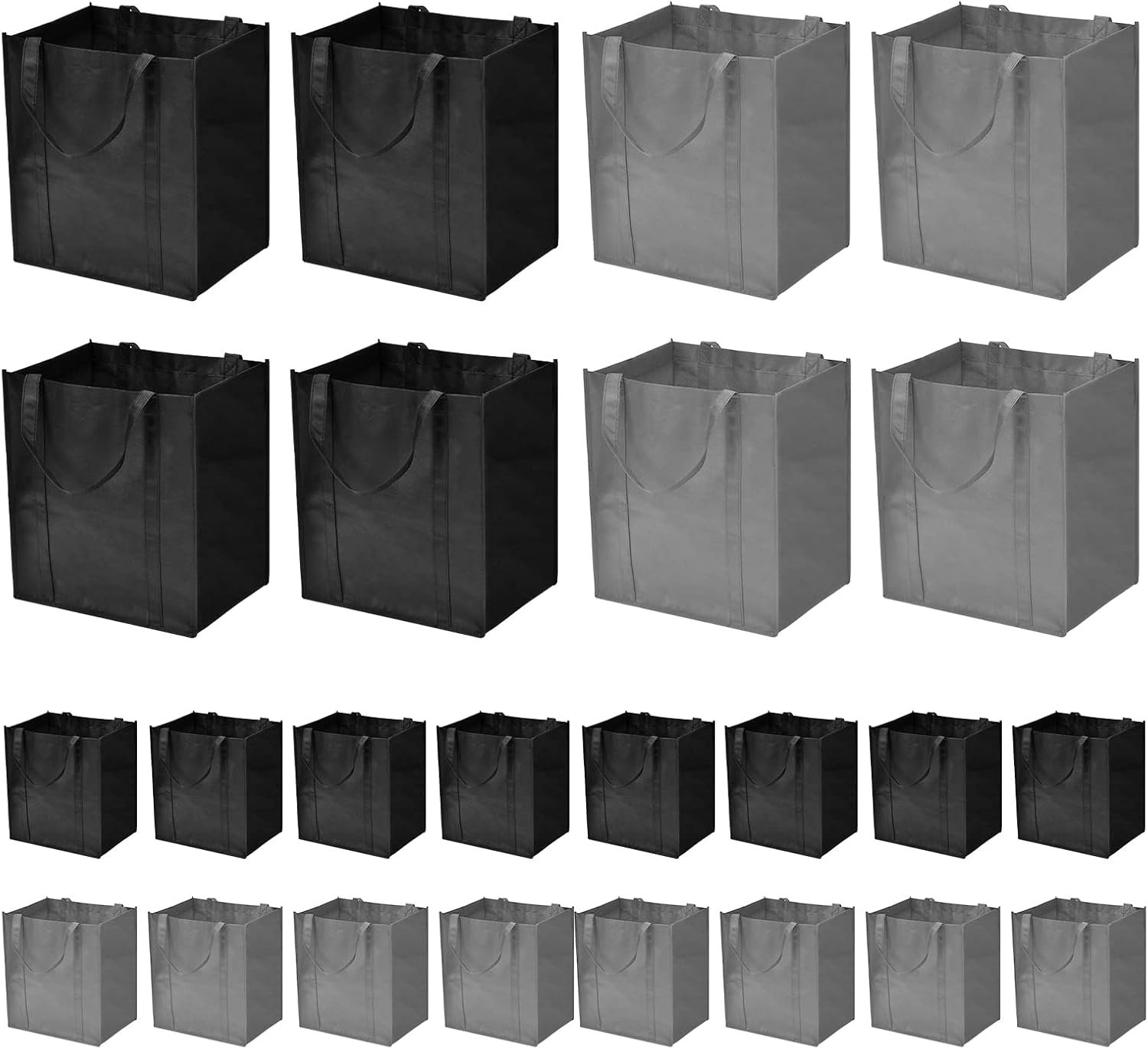 JERIA 24-Pack Reusable Grocery Bags，Large Washable Foldable Shopping Bags，Heavy Duty Tote Bags with Reinforced Handles