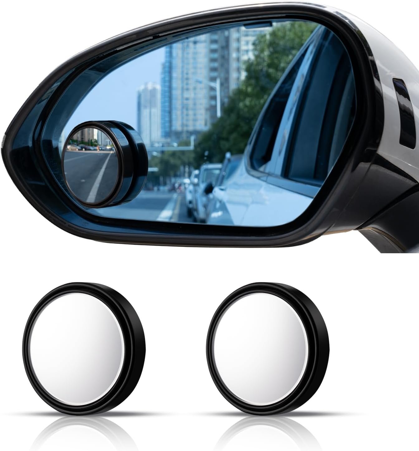 Blind Spot Mirror,2″ Round HD Glass 360°Wide Angle adjustable blindspot mirror,2pcs Convex car side mirror for Cars SUV and Trucks