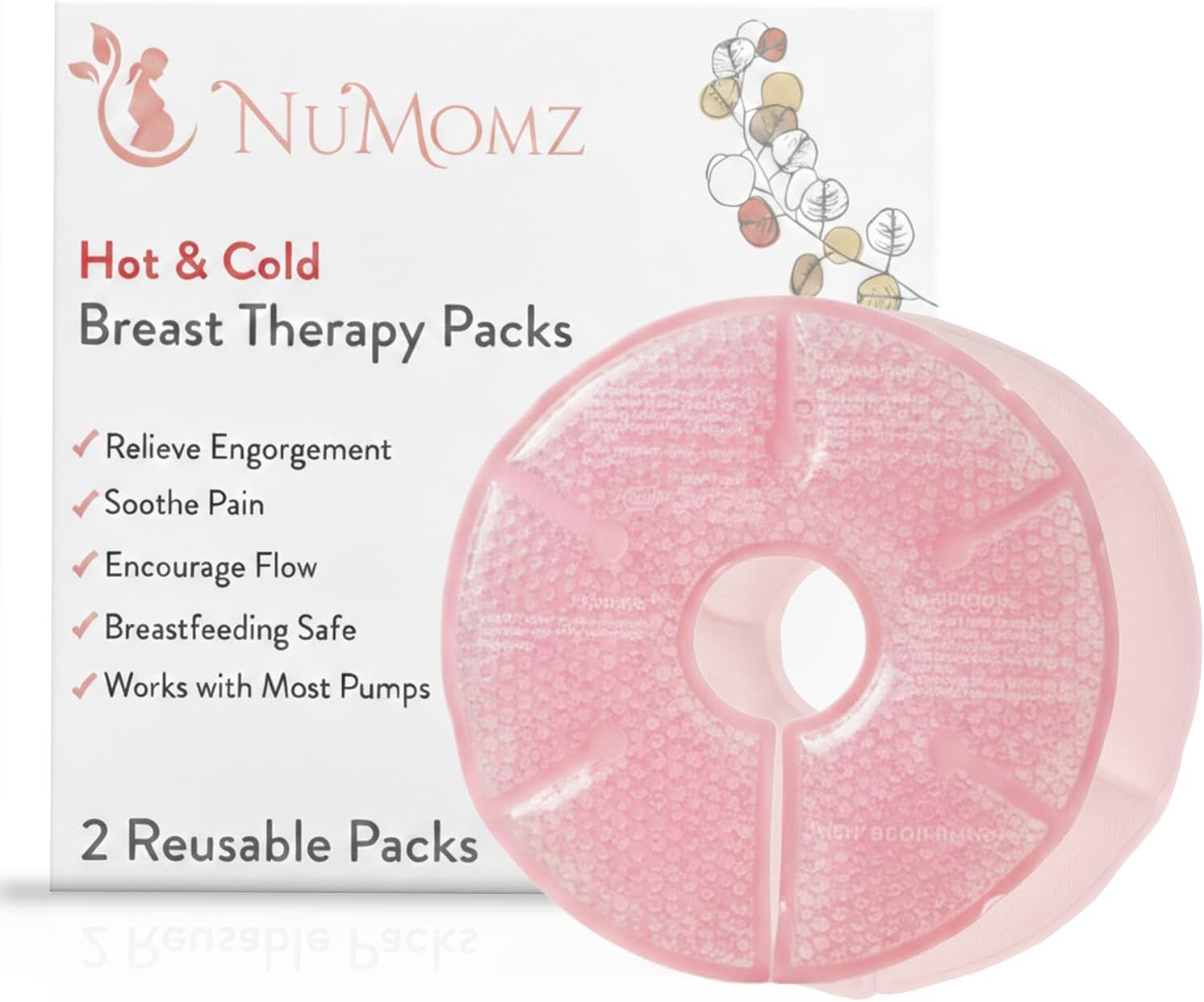 Hot and Cold Breast Therapy Packs | Breastfeeding Essentials, Works with Most Pumps | Helps Relieve Engorgement & Encourage Flow | Plush Fabric Side | 2 Breast Gel Ice Packs Reusable (Blush Pink)
