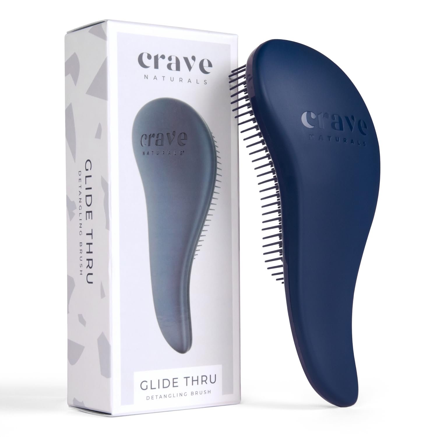 Crave Naturals Glide Thru Hair Brush – Detangler Brush for Curly, Straight, Wet or Dry Hair – Gentle Detangling Brushes for Adults, Kids, Toddlers – Hair Accessories for Women, 7.5″x3″ – Blue