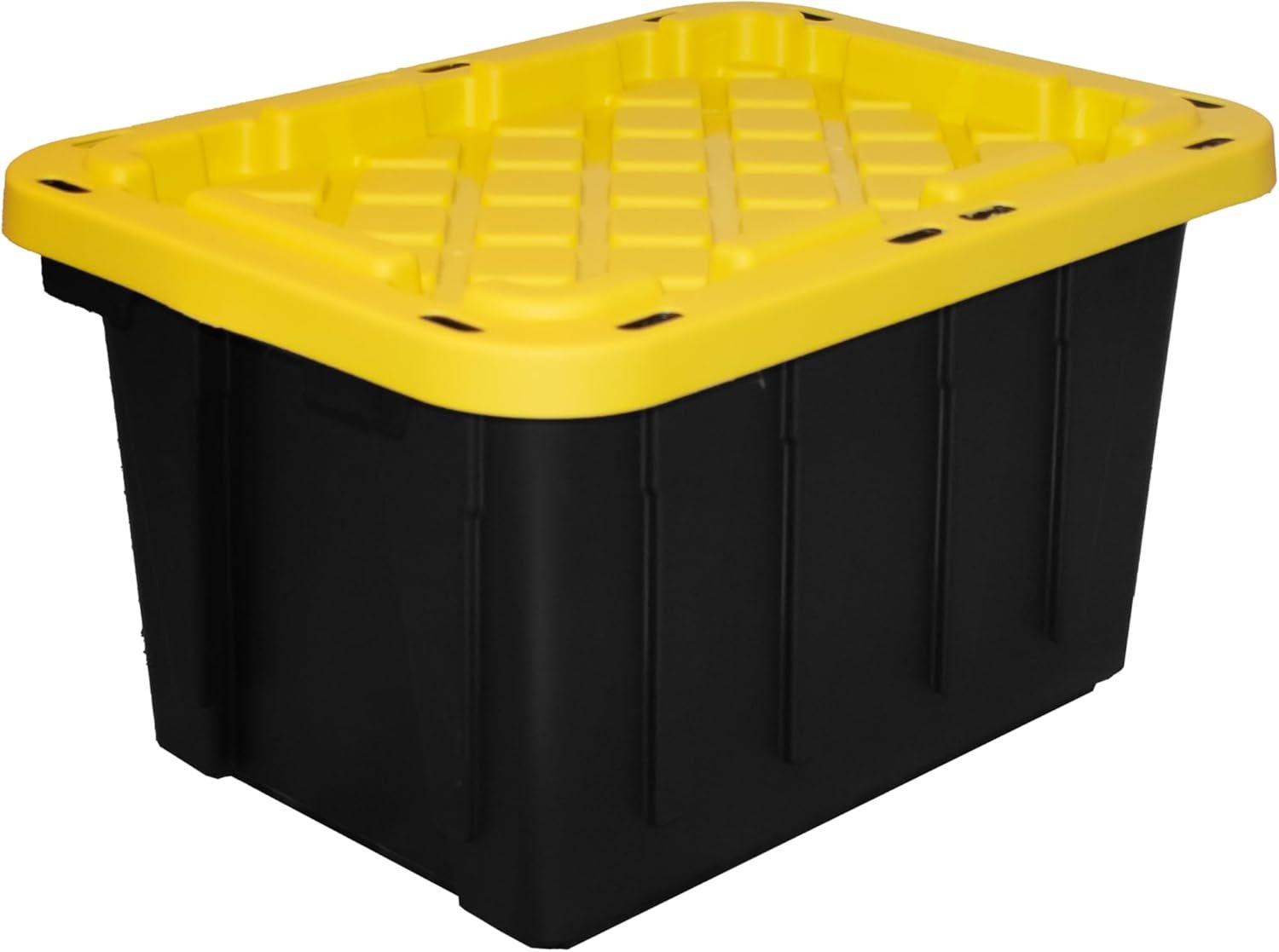 HDX 27 gal. Strong Box Plastic Storage Tote in Black and Yellow