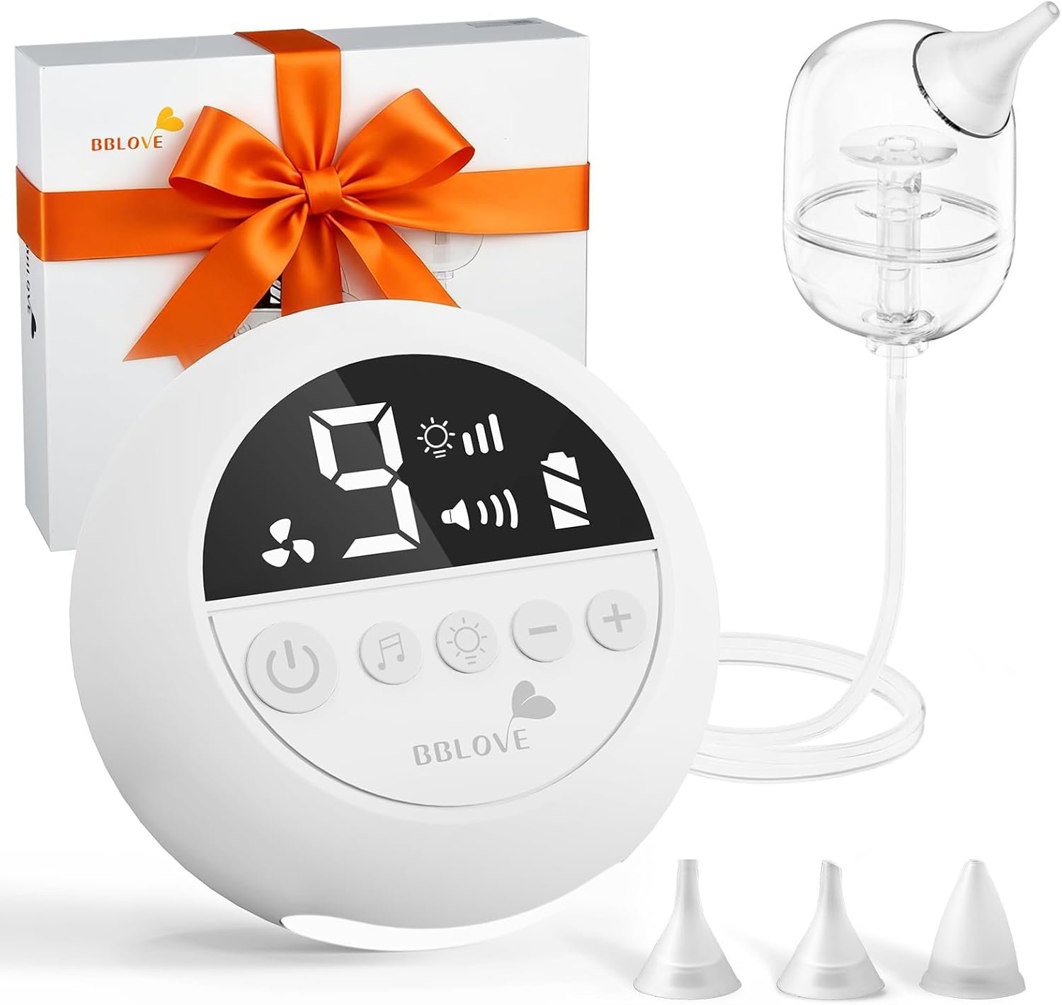 Nasal Aspirator for Baby, Hospital-Grade Electric Nose Suction for Baby with 9 Levels Suction, Baby Nose Sucker with Night Light & Soothing Lullabies