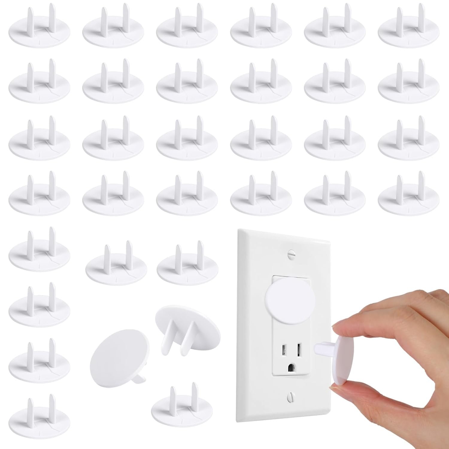 65 Pcak Outlet Plug Covers, White Baby Proof Outlet Covers, Plastic Electrical Socket Covers for Outlets, Easy Installation, Durable and Steady Wall Plug Covers for Home and Office