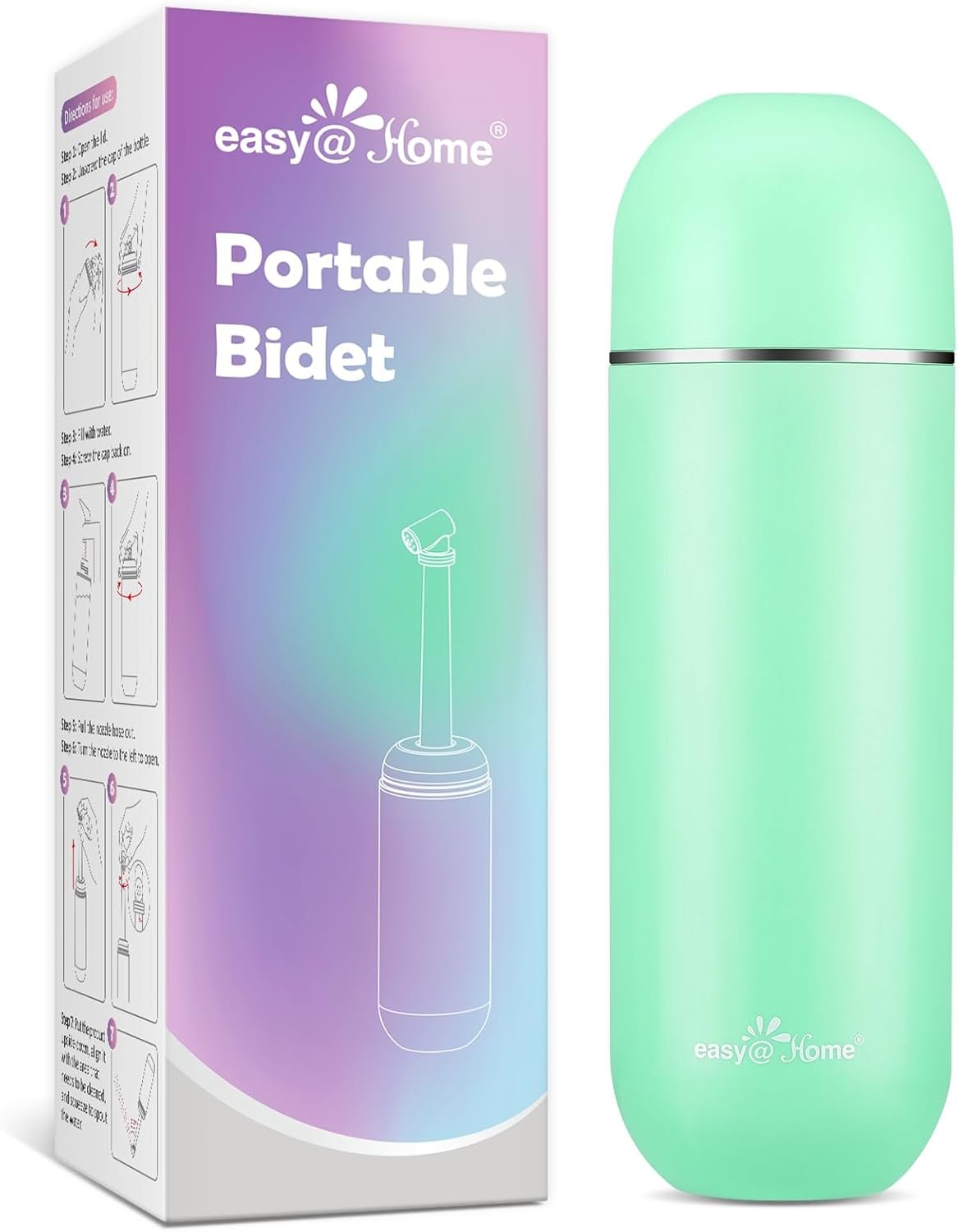 Easy@Home Portable Bidet for Travel: Peri Bottle for Postpartum Care – Handheld Sprayer for Women & Men | 380ml(12.8oz) Large Personal Hygiene Cleaning Bottle | BPA-Free | EPB-01 Green