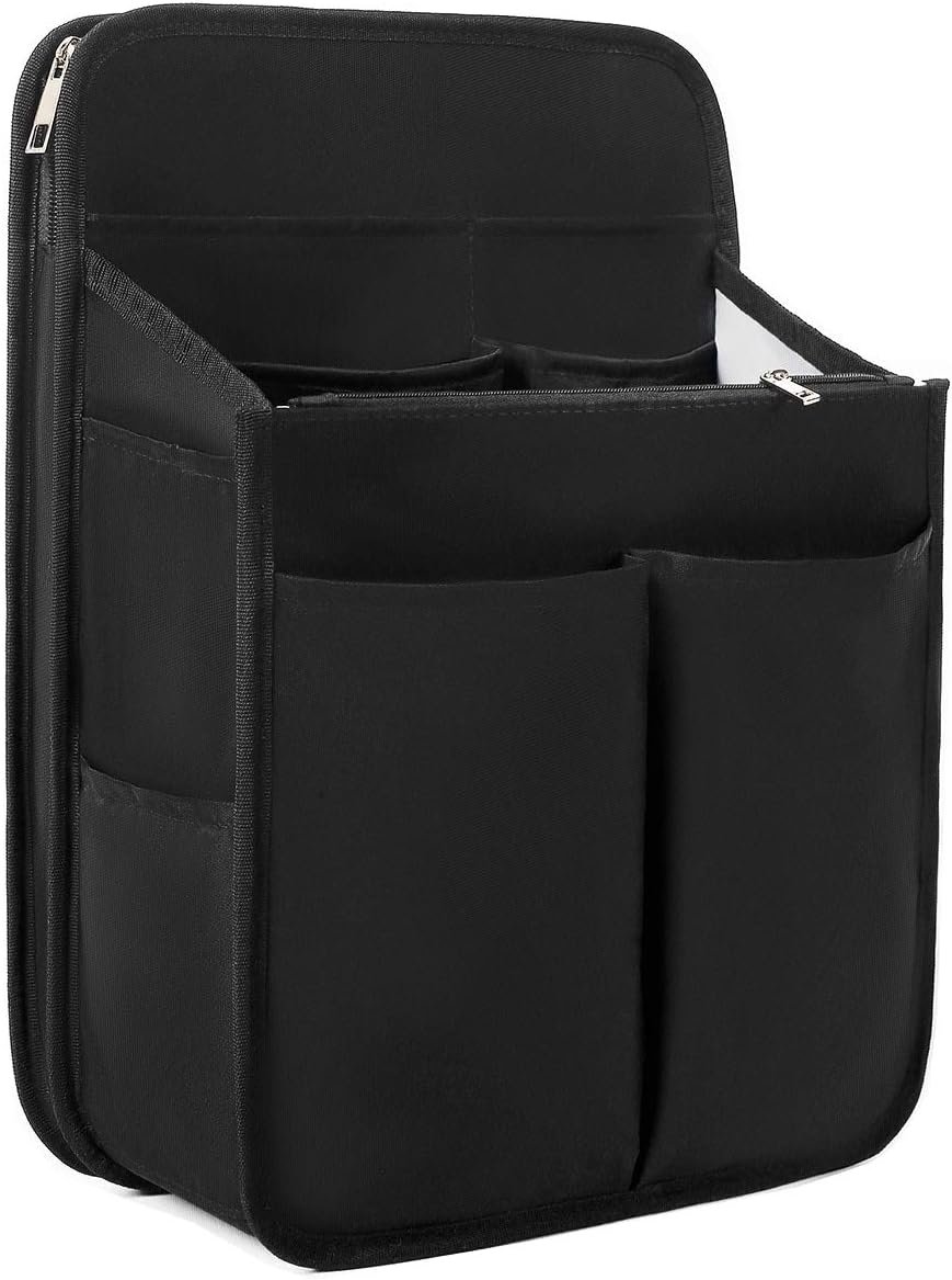 VANCORE Backpack Organizer Insert with Zipper for Rucksack Black Travel Nylon Shoulder Bag Organizer Waterproof