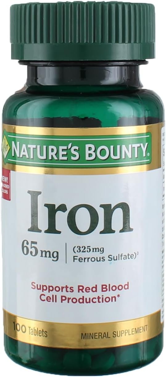 Nature’s Bounty Iron 65 mg Tablets 100 Tablets, 100 Each, 3-Pack
