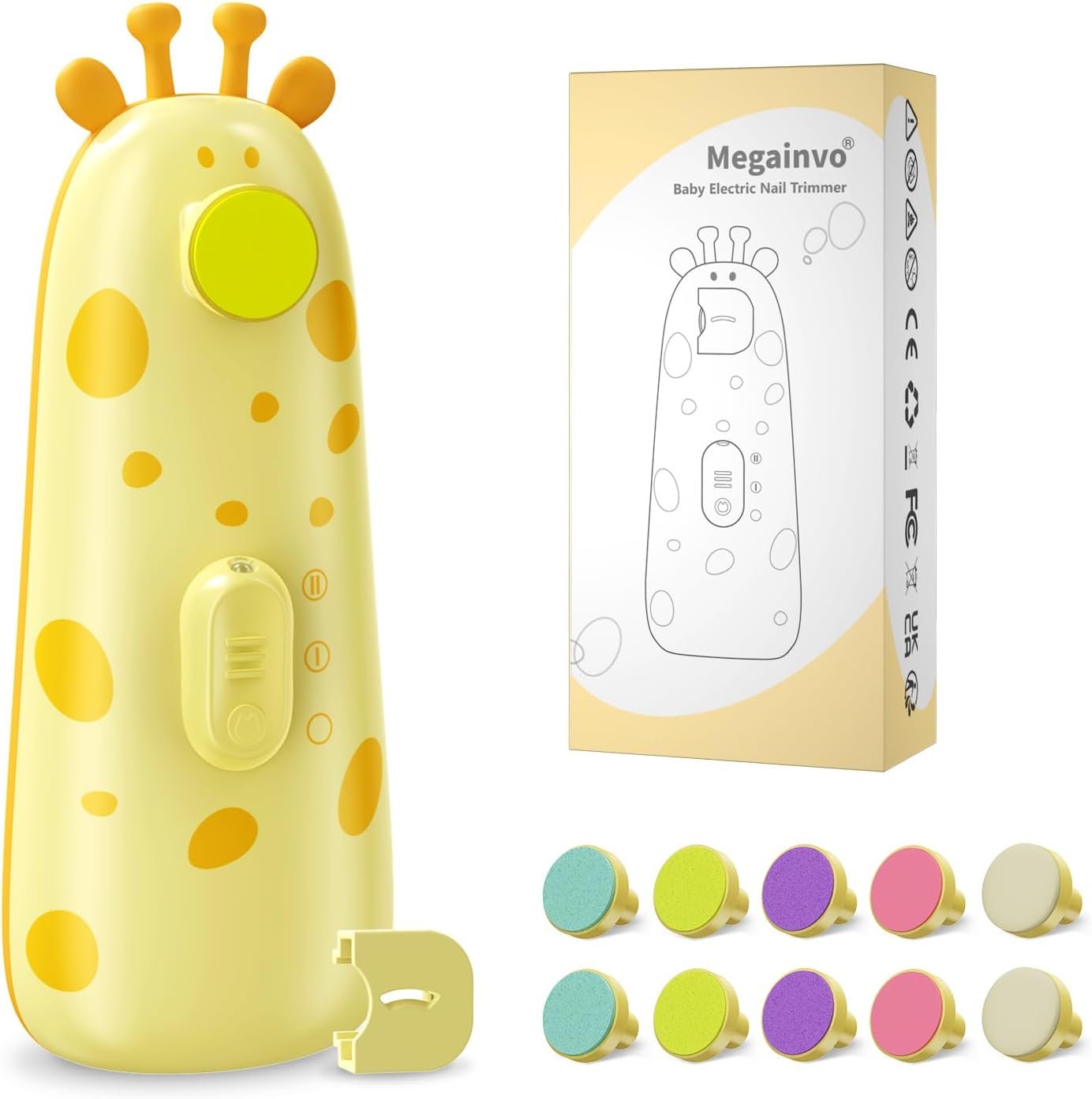 Baby Nail Trimmer Electric Baby Nail File with Light 10 Grinding Heads Safe Quiet Baby Nail Grooming Care Kit for Newborn Infant Toddler Toes Fingernails – Orange