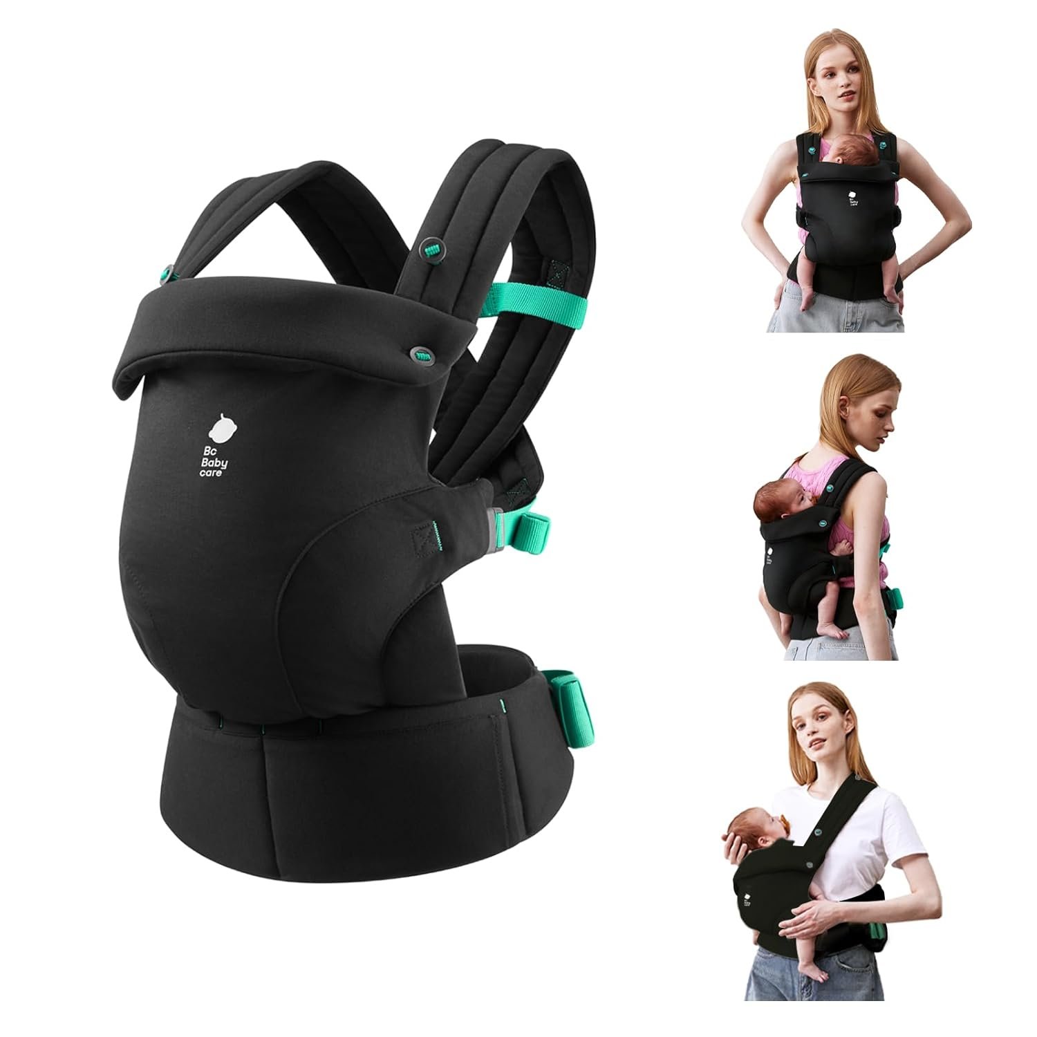 Bc Babycare CocoonGo Baby Carrier – CloudTouch Soft & Ergonomic Baby Carrier for 7–44 lbs | Easy to Wear, Adjustable Fit, Travel-Ready, Machine Washable (Black)