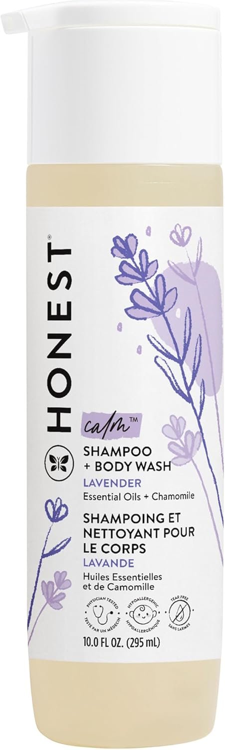 The Honest Company 2-in-1 Cleansing Shampoo and Body Wash, Gentle for Baby, Naturally Derived, Tear-free, Hypoallergenic, Lavender Calm, 10 fl oz