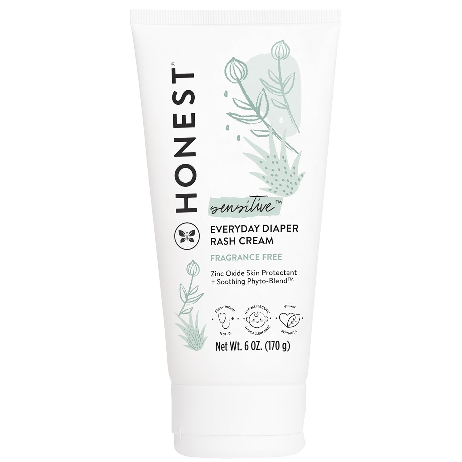 The Honest Company Hypoallergenic Diaper Rash Cream, Moisturizing, Calming, Zinc Oxide Ointment, NEA Recognized, Cruelty-Free, Value Size, 6 oz