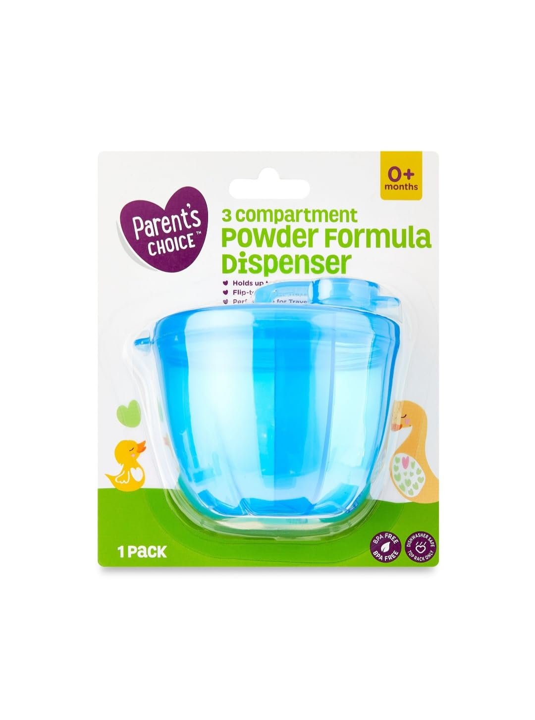 3 Compartment Powder Formula Dispenser (Blue, Round)