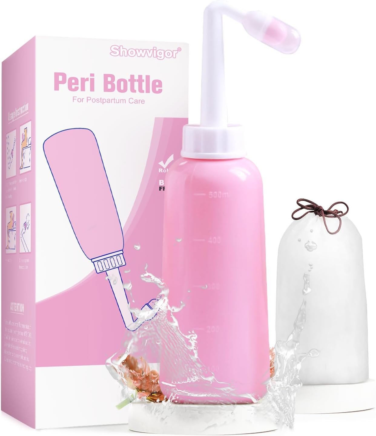 Premium Peri Bottle for Postpartum Care | Upside Down Peri Bottle, Portable Bidet for Perineal Recovery and Cleansing After Birth 12OZ/350ml