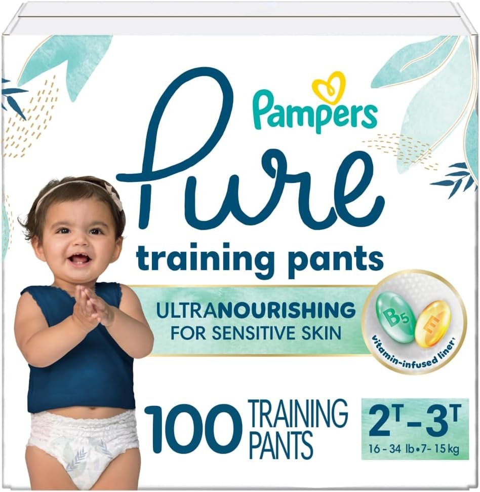 Pampers Pure Protection Training Underwear, Unisex, Size 2T3T, 100 Count, Premium, Hypoallergenic, Soft, Absorbent