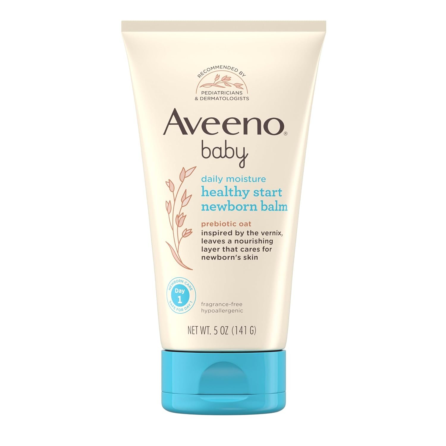Aveeno Baby Healthy Start Nourishing Newborn Balm, Hypoallergenic Baby Skin Balm with Prebiotic Oat Leaves a Nourishing Layer to Care for Newborn Skin, Fragrance-Free, 5 oz