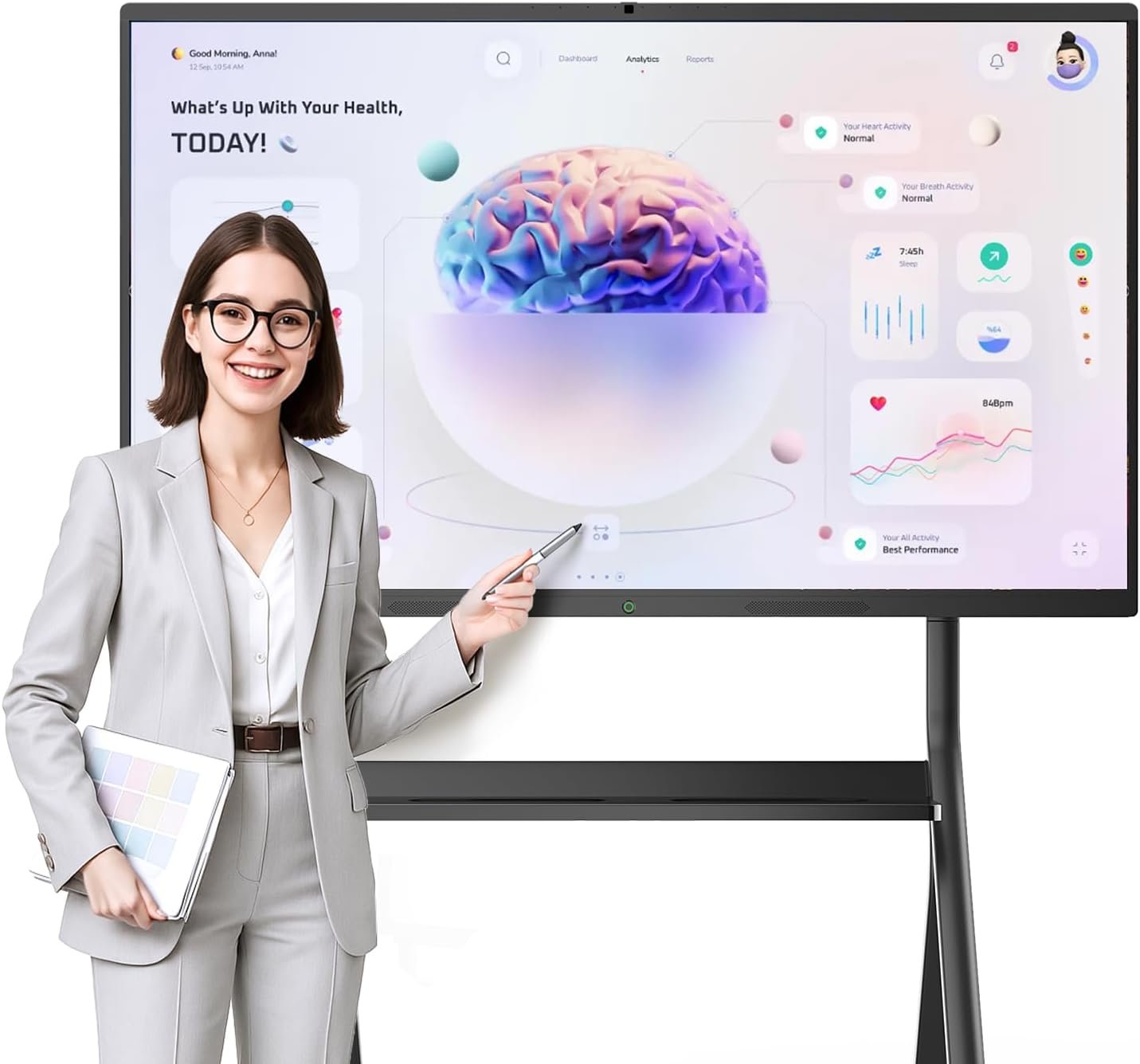 65″ Smart Board for Classroom Office Home, All-in-One 4K Interactive Whiteboard, Digital Electronic Smartboard with 20 Point Touchscreen, Android 13, 8+128G (Wall Mount Included)