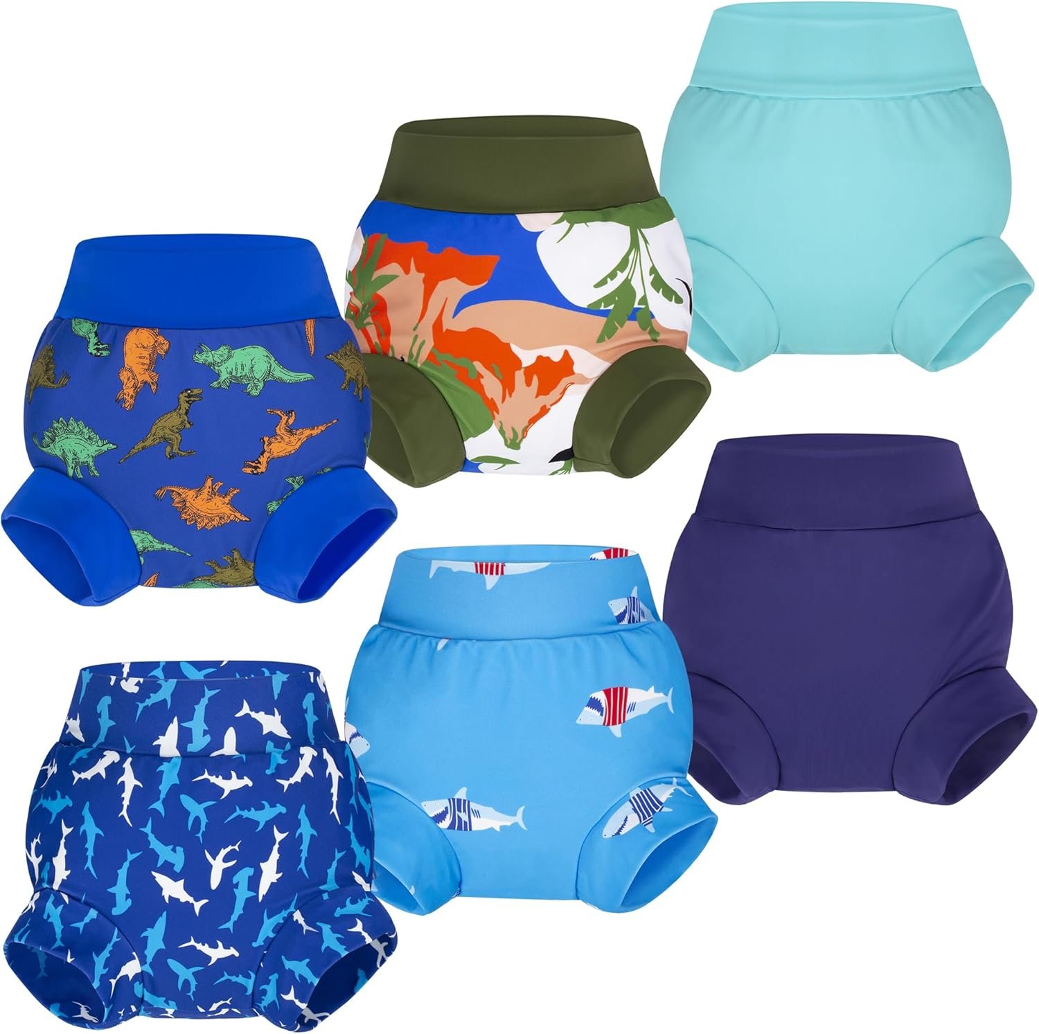 BIG ELEPHANT Baby Swim Diapers 3/6 Pack – Reusable Waterproof Diapers, Soft Breathable Swimwear for Boys and Girls