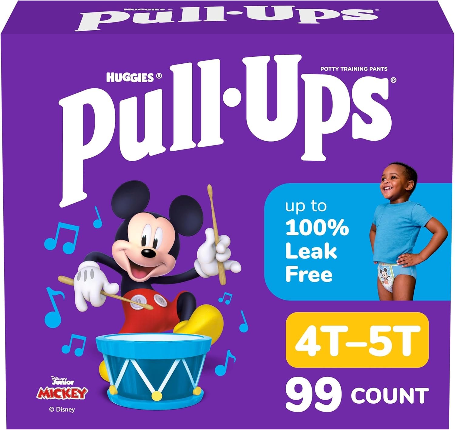 Pull-Ups Boys’ Potty Training Pants, Size 4T-5T Training Underwear (38-50 lbs), 99 Count (3 Packs of 33), Packaging May Vary