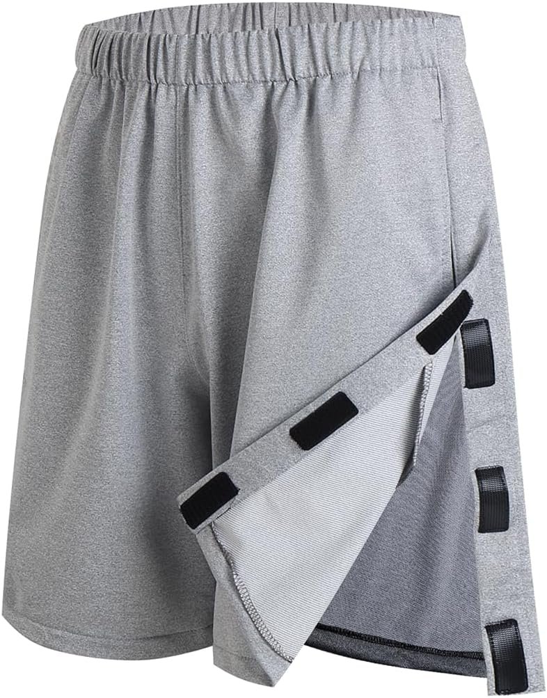 Unisex Tear Away Shorts Breakaway Athletic Shorts for Men & Women Post Hip Knee Surgery Recovery Shorts with Pockets