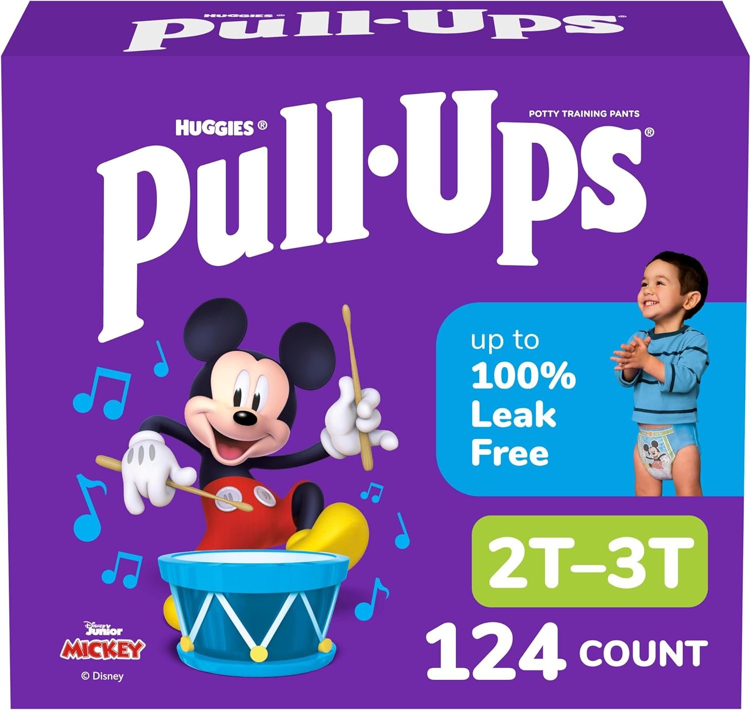 Pull-Ups Boys’ Potty Training Pants, Size 2T-3T Training Underwear (16-34 lbs), 124 Count (4 Packs of 31), Packaging May Vary