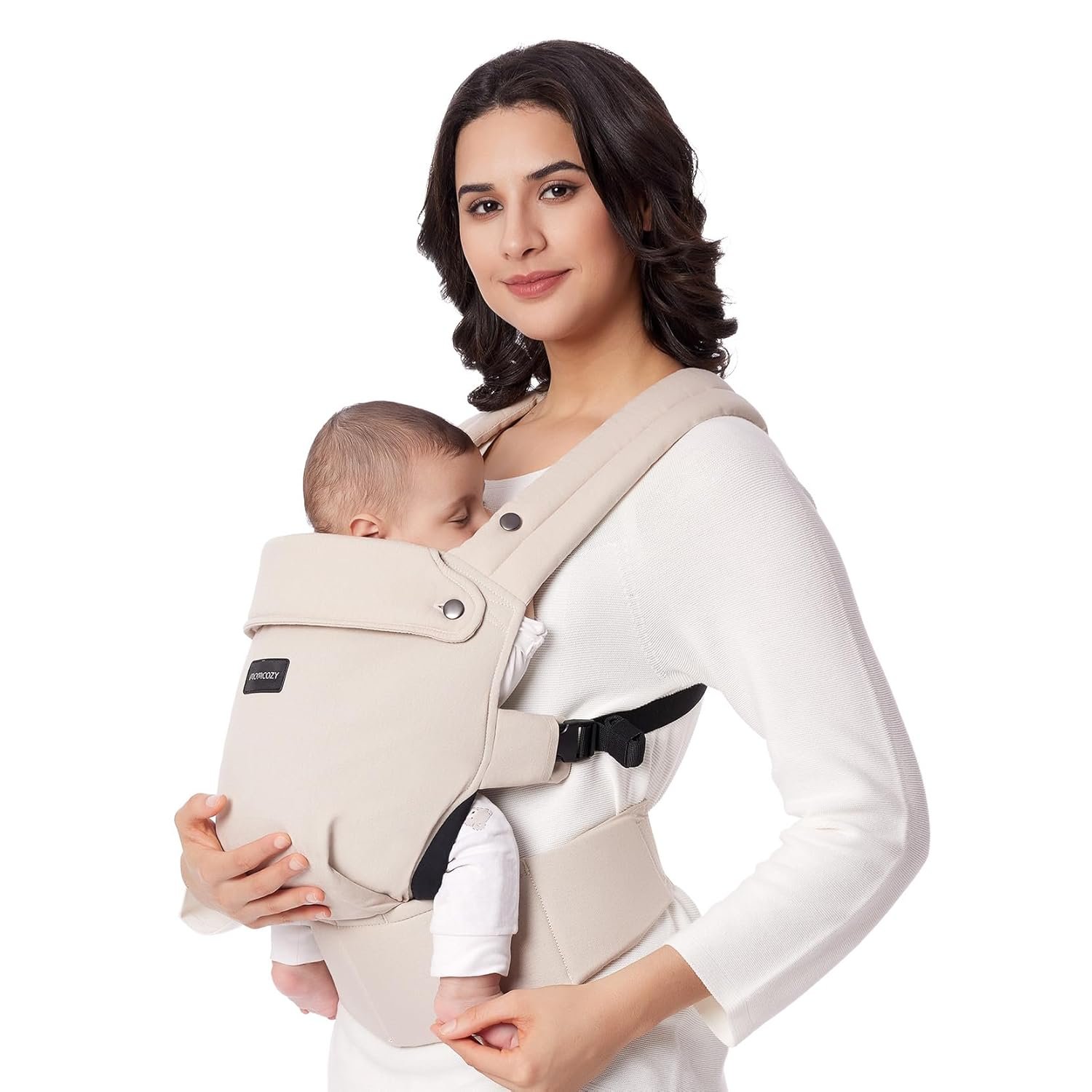 Momcozy Baby Carrier – Ergonomic, Cozy and Lightweight Carrier for 7-45lbs, Effortless to Put On, Ideal for Hands-Free Parenting, Enhanced Lumbar Support, Purehug for Infant to Toddler, Khaki