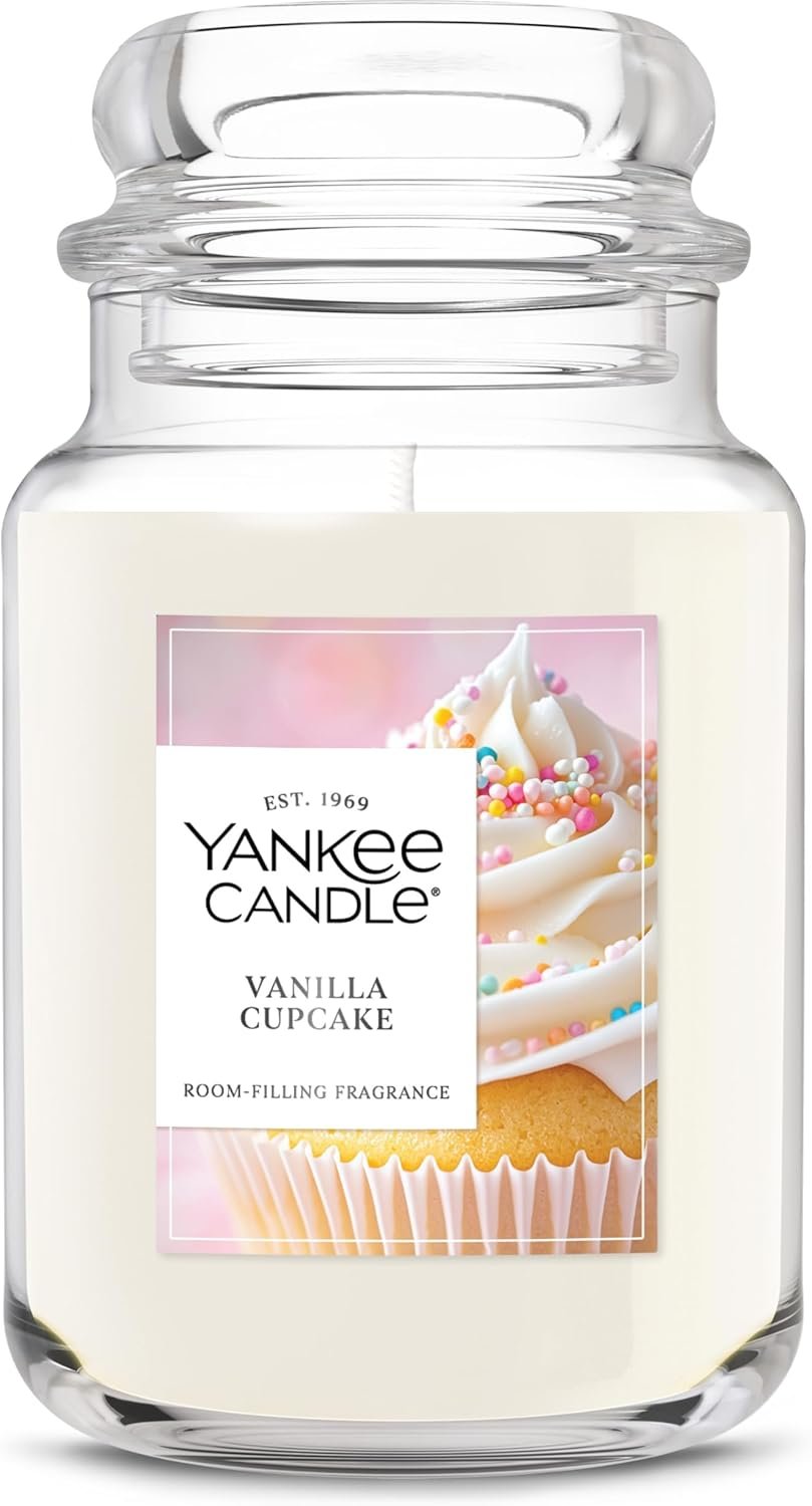 Yankee Candle Vanilla Cupcake, Scented Candle, 22oz Large Jar with up to 150 Hour Burn Time, Giftable, Birthdays