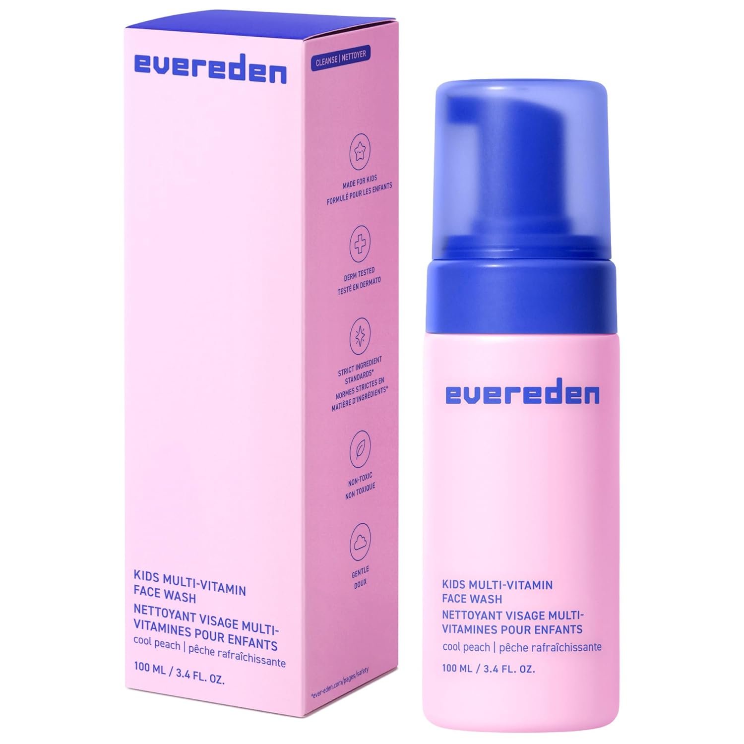 Evereden Kids Face Wash: Cool Peach, 3.4 fl oz. | Gentle Skin Care | Non-toxic and Clean Ingredients | Skin Care for Kids