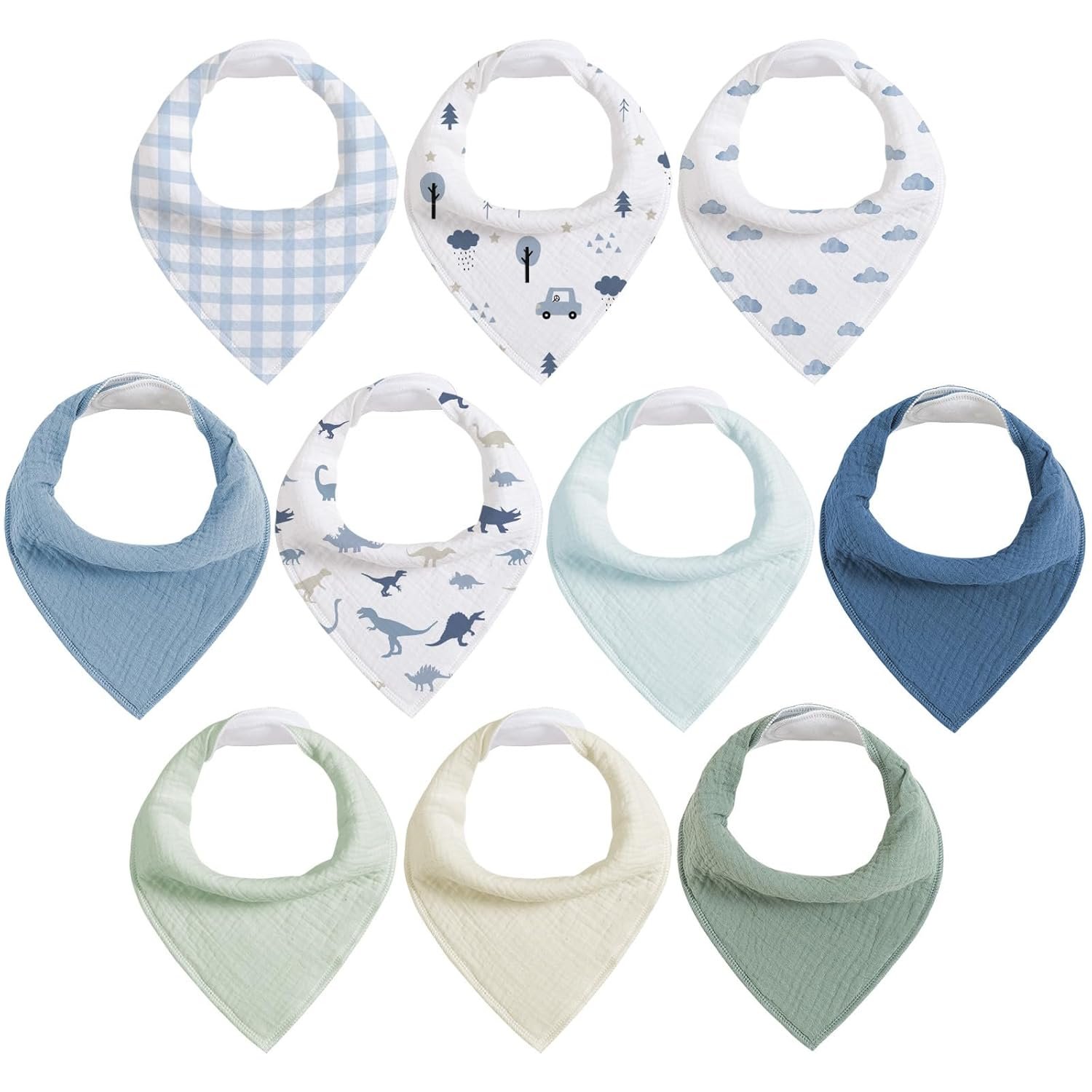 egmao baby Muslin Bibs for Drooling and Teething,10 Pack Drool Bibs for Boys Girls,100% Cotton Soft for Infant,Newborn