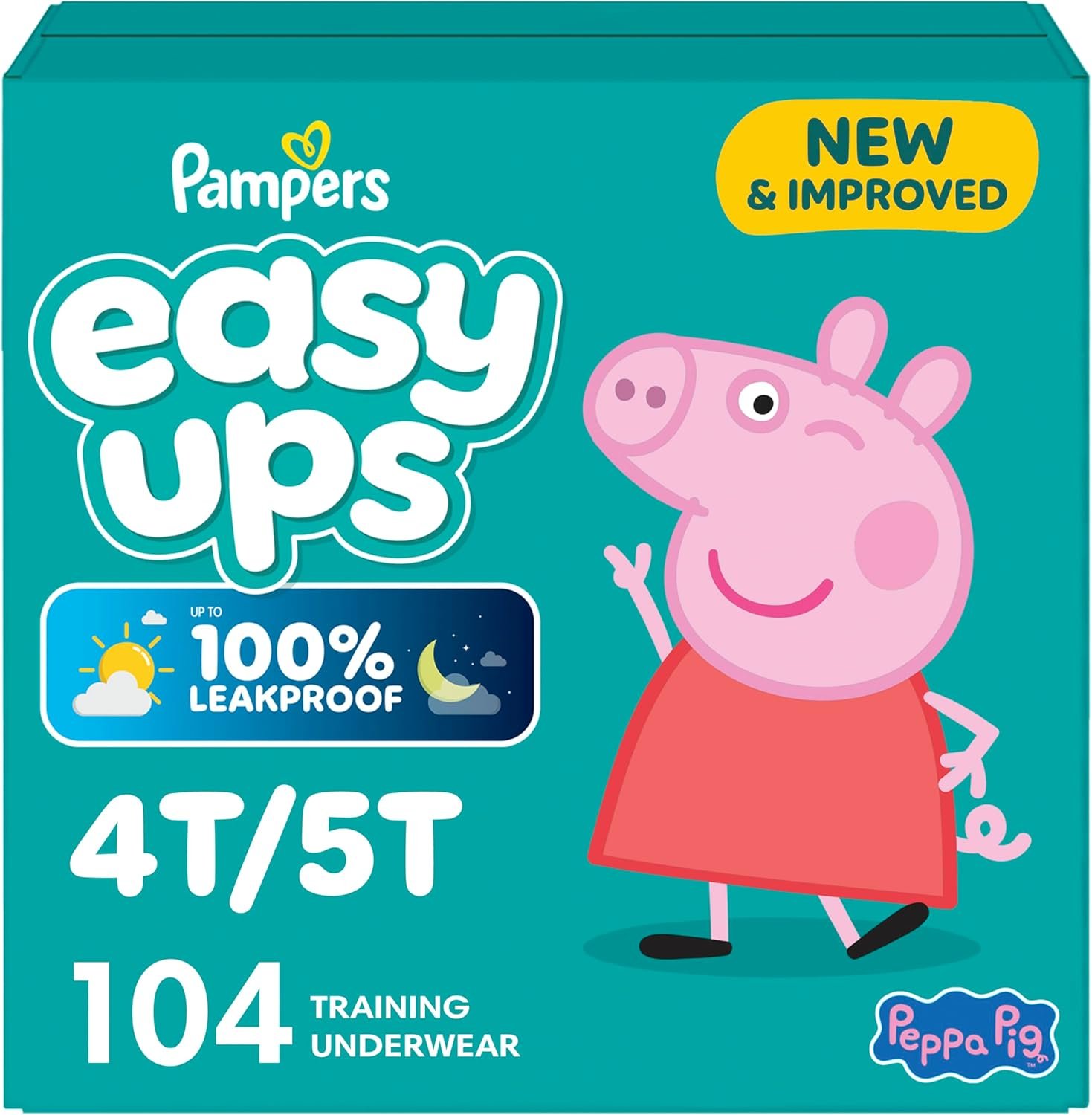 Pampers Training Pants – Easy Ups Girls & Boys – Size 4T-5T, 104 Count, Peppa Pig Potty Underwear (Packaging May Vary)