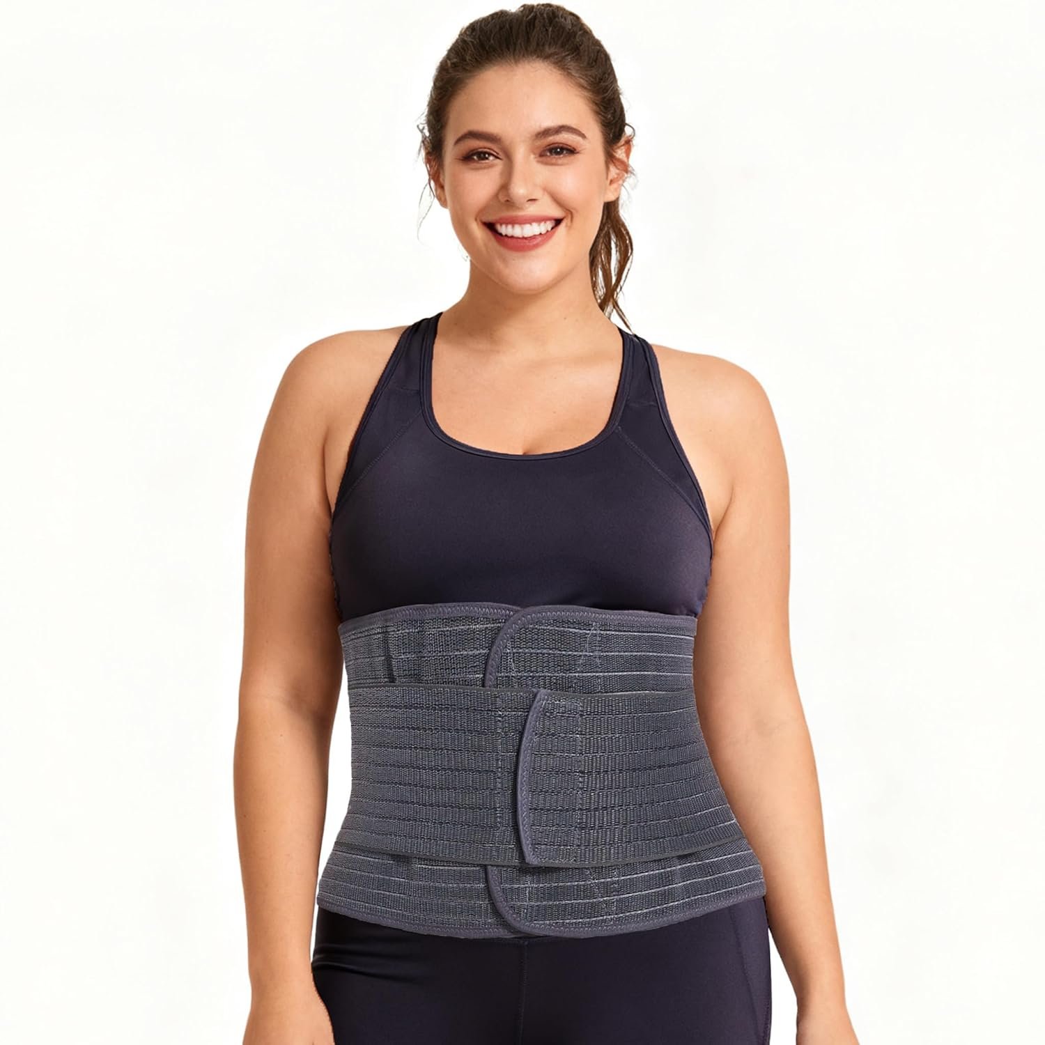 Reian Belly Band, Postpartum Essentials for Natural and C-Section Recovery, Adjustable Compression Wrap, After Birth Support Brace, Abdominal BInder (Black, Large)