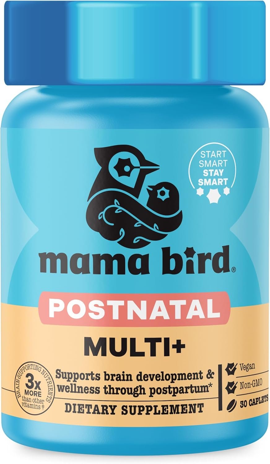 Best Nest Wellness Mama Bird – Postnatal Multi+ (30 Servings) Postnatal Vitamins for Women – Breastfeeding & Postpartum Essentials – Brain Health for Mom & Baby – Methylfolate – Vegan & Gluten Free