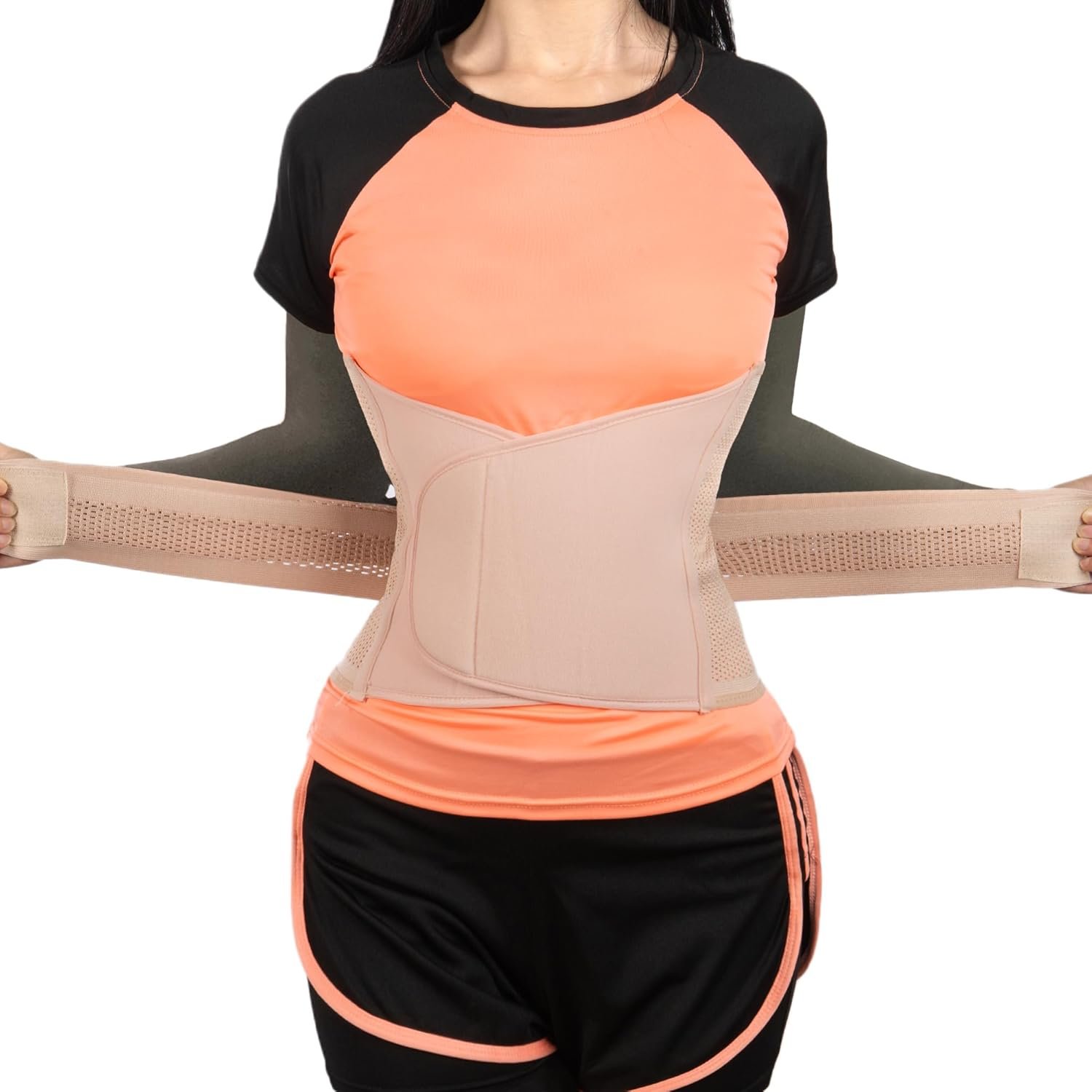 Shrink Smart Postpartum Belt – Belly Support Recovery Wrap, Postpartum Belly Band Girdles, Body & Waist Shapewear (Beige, Small/Medium)