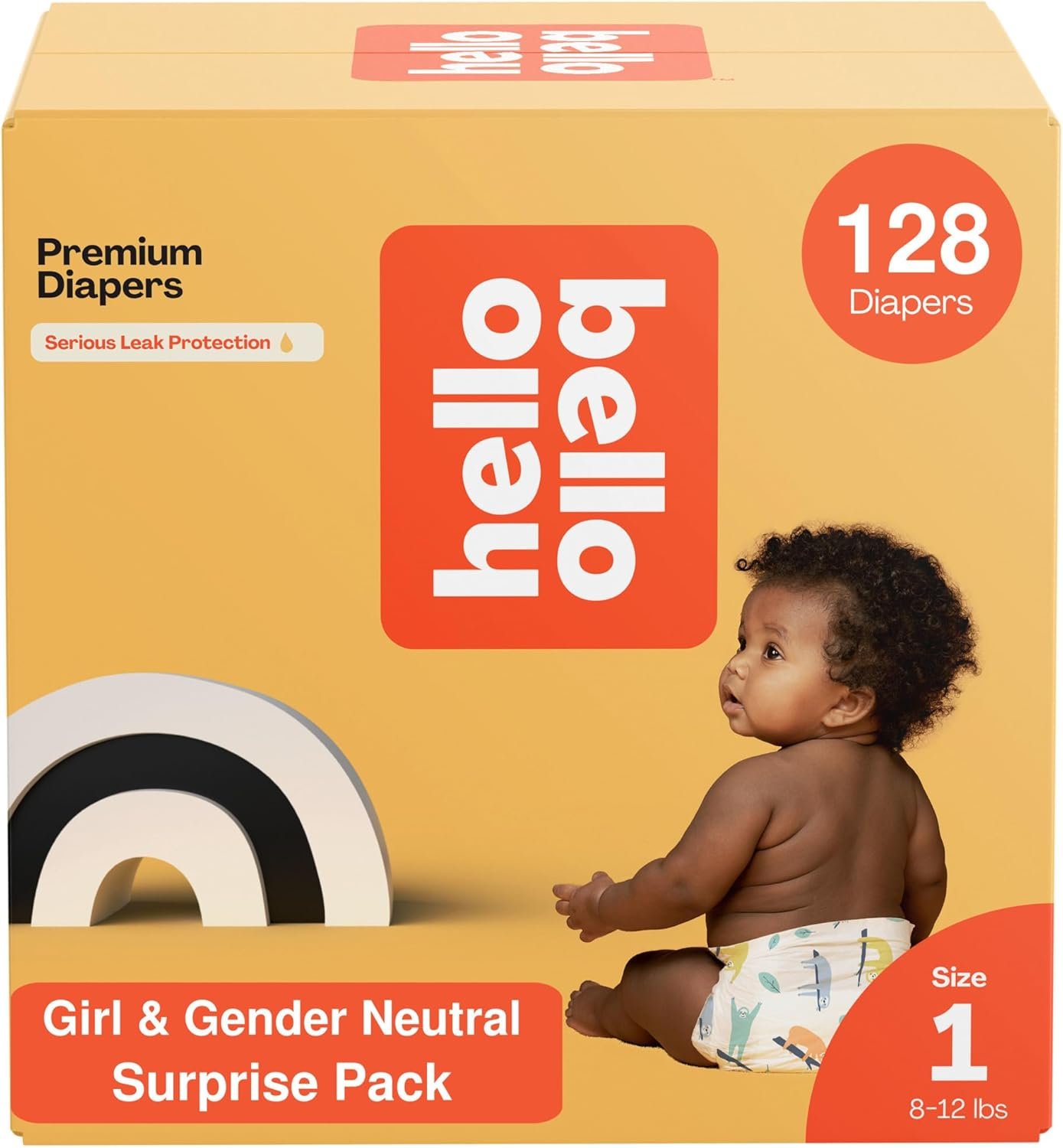 Hello Bello Premium Diapers, Size 1 (8-12 lbs) Surprise Pack for Girls – 128 Count, Hypoallergenic with Soft, Cloth-Like Feel – Assorted Girl & Gender Neutral Patterns