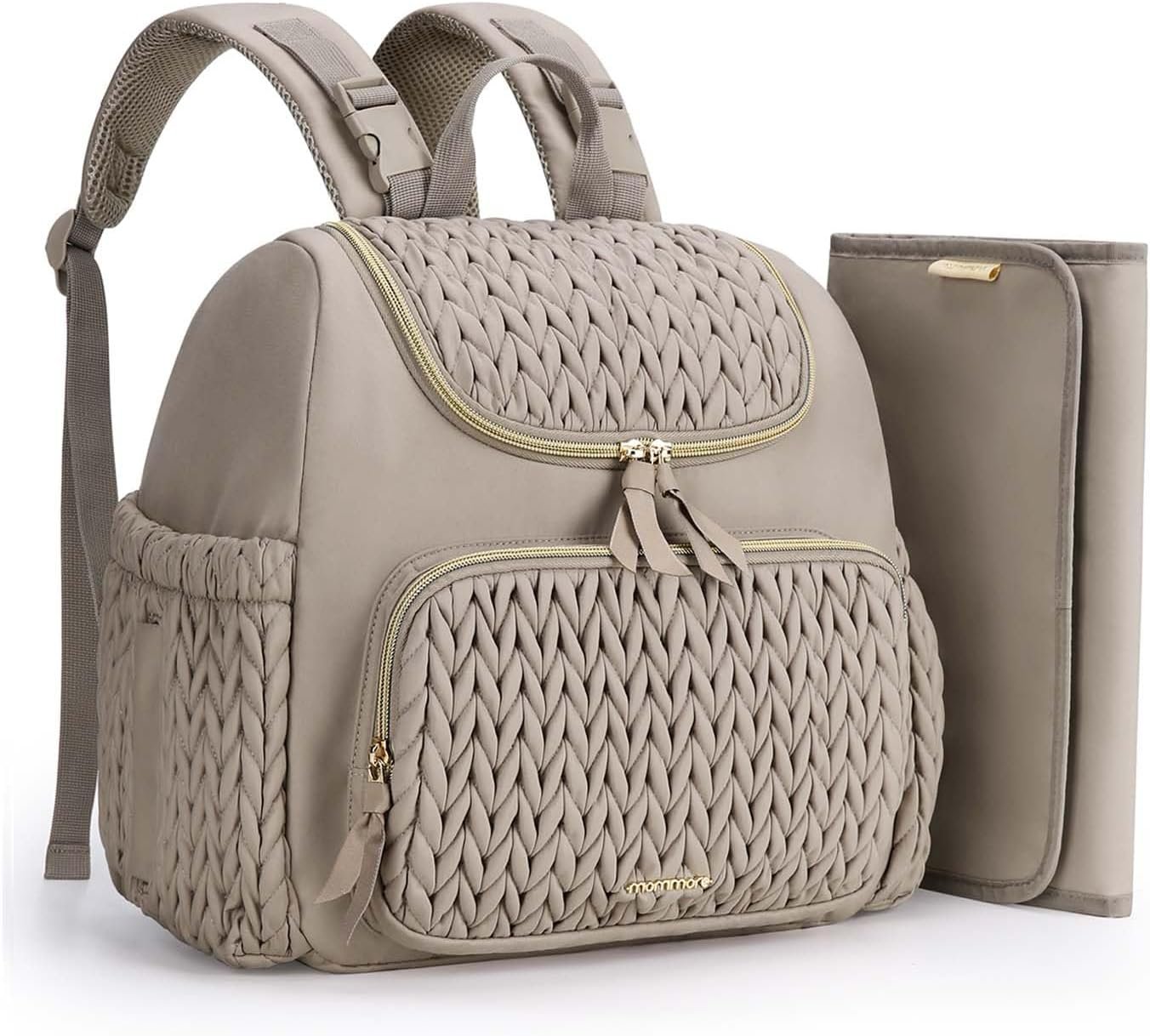 mommore Diaper Bag Small Diaper Backpack Stylish Baby Backpacks Travel Mini Maternity Bags with Insulated Pockets, Changing Pad, Stroller Straps