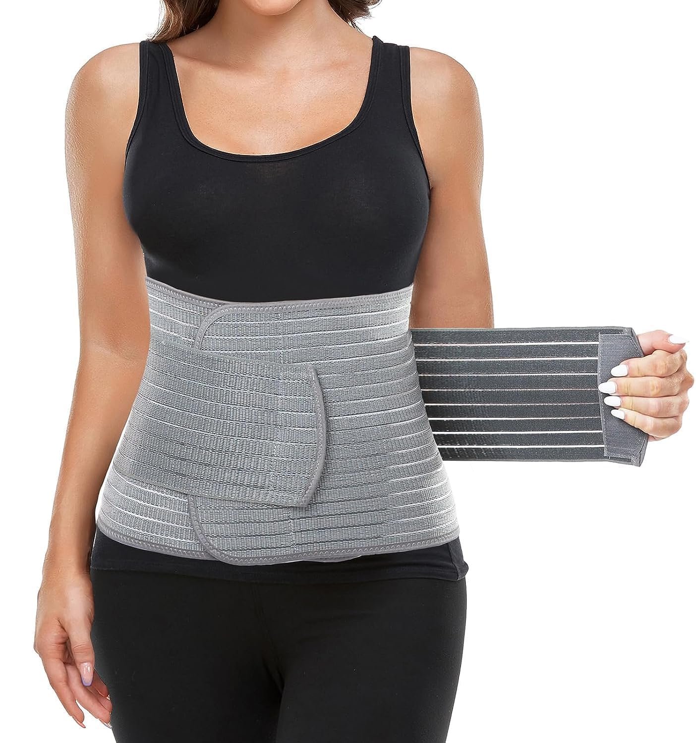 Postpartum Belly Wrap, Postpartum Belly Band, Abdominal Binder (Polyester Made with Bamboo Charcoal Fiber),S/M
