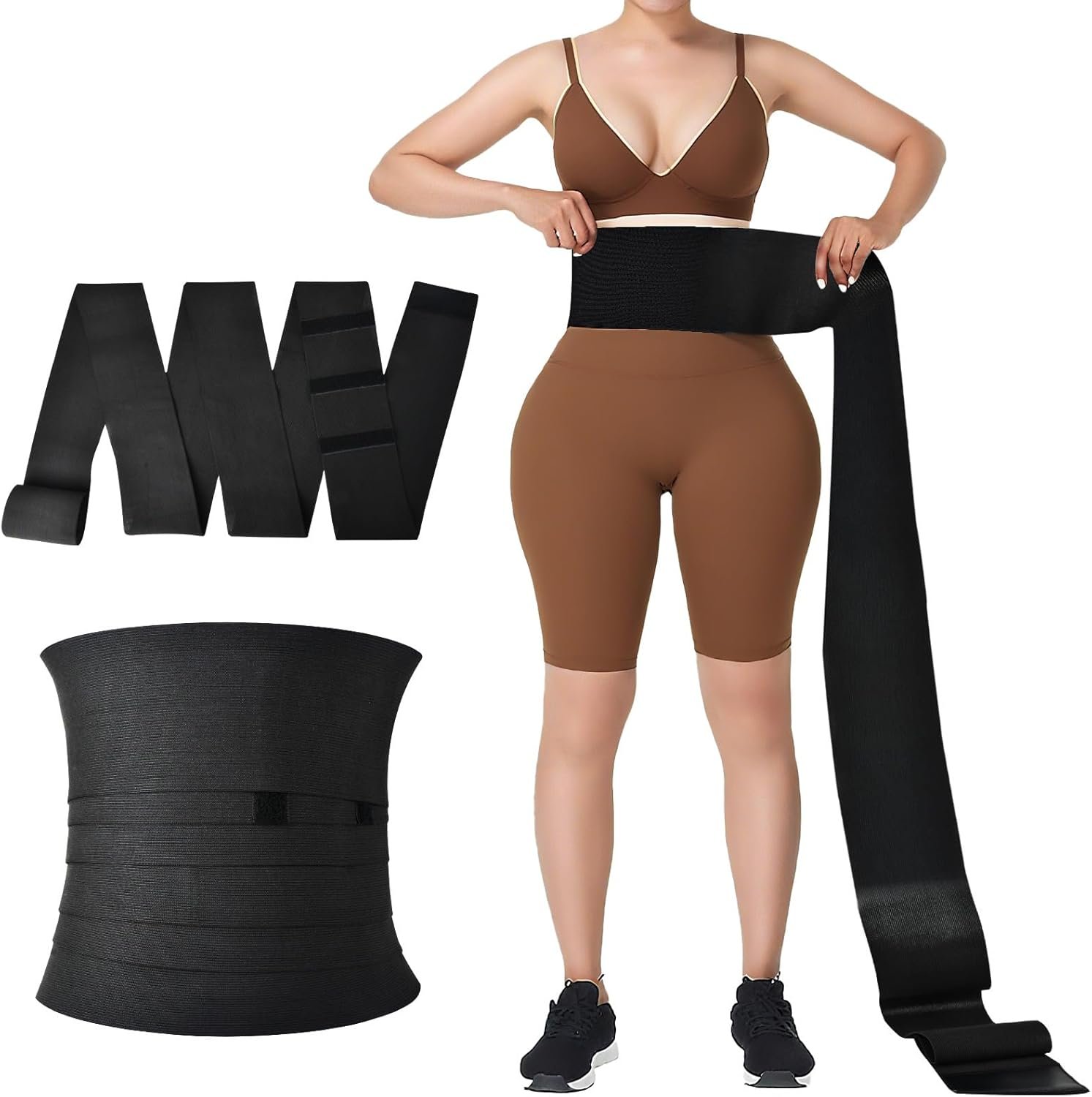 Lisacool Waist Trainer for Women Stomach Bandage Wrap Waist Band Long Torso Tummy Wraps Belly Body Shaper Waist Trimmer Belt