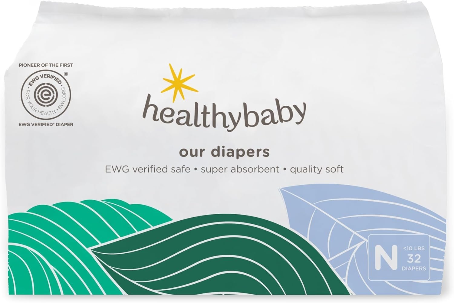 Our Diapers | The First EWG Verified & Microbiome-Friendly Diaper | 12-Hour Leak Protection | Made with Organic Cotton & Plant-Derived Materials | Totally Chlorine Free | Size NB (