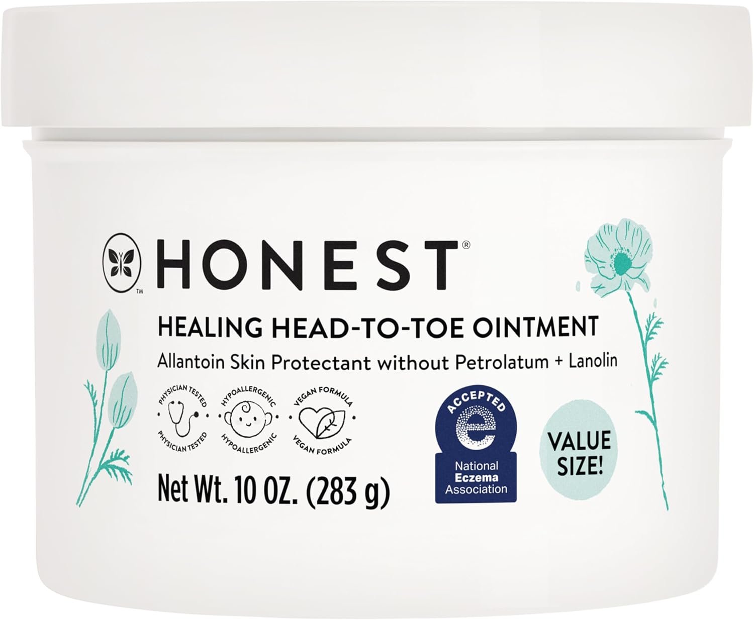 The Honest Company Head-to-Toe Multi-Purpose Healing Ointment, Hypoallergenic Fragrance-Free Vegan, 10 oz