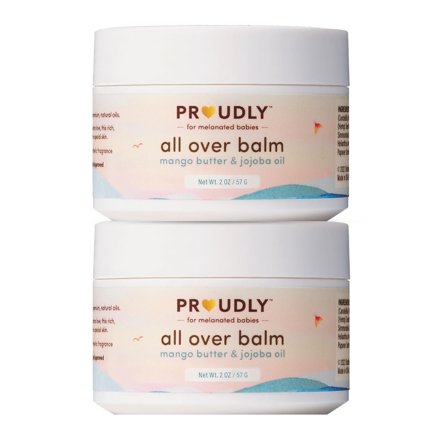 PROUDLY All Over Balm by Gabrielle Union & Dwyane Wade, Helps Relieve Cradle Cap & Eczema, for Black & Brown Babies, Dry, Sensitive Skin, Frangrance Free, 2-Pack (2 oz each)