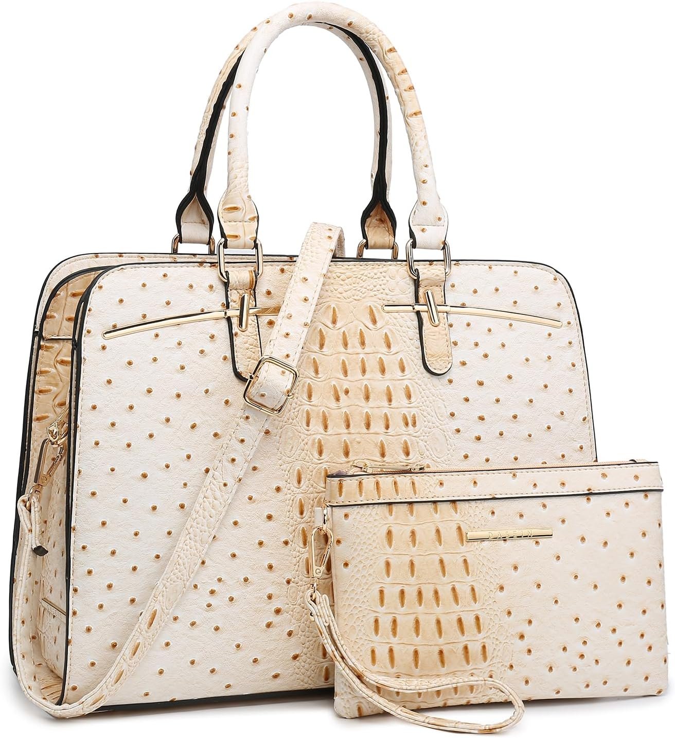 Women Handbag Wallet Tote Shoulder Hobo Bag Top Handle Satchel Purse Set 2pcs with 3 Compartments