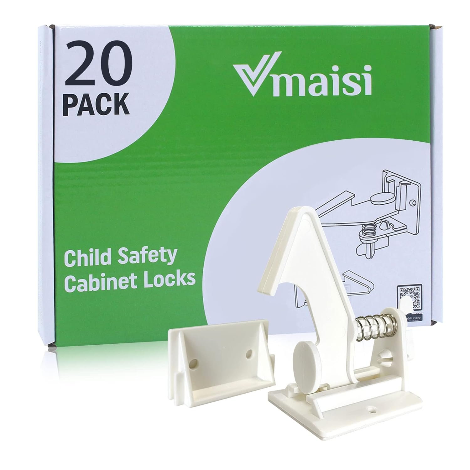 Vmaisi 20 Pack Cabinet Locks Child Safety Latches – Baby Proofing Cabinets Drawers Lock – Upgraded Stronger Adhesive Easy Installation – No Drilling